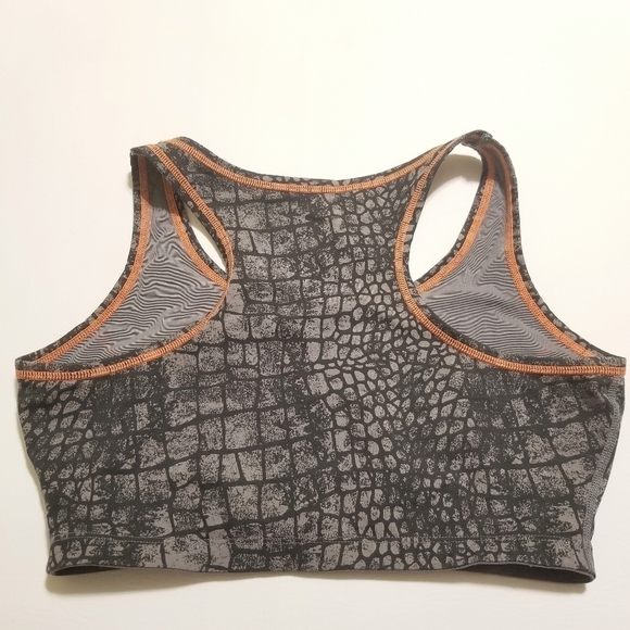Yummie Heather Thomson gray black orange reptile print light support sports bra - Picture 4 of 6